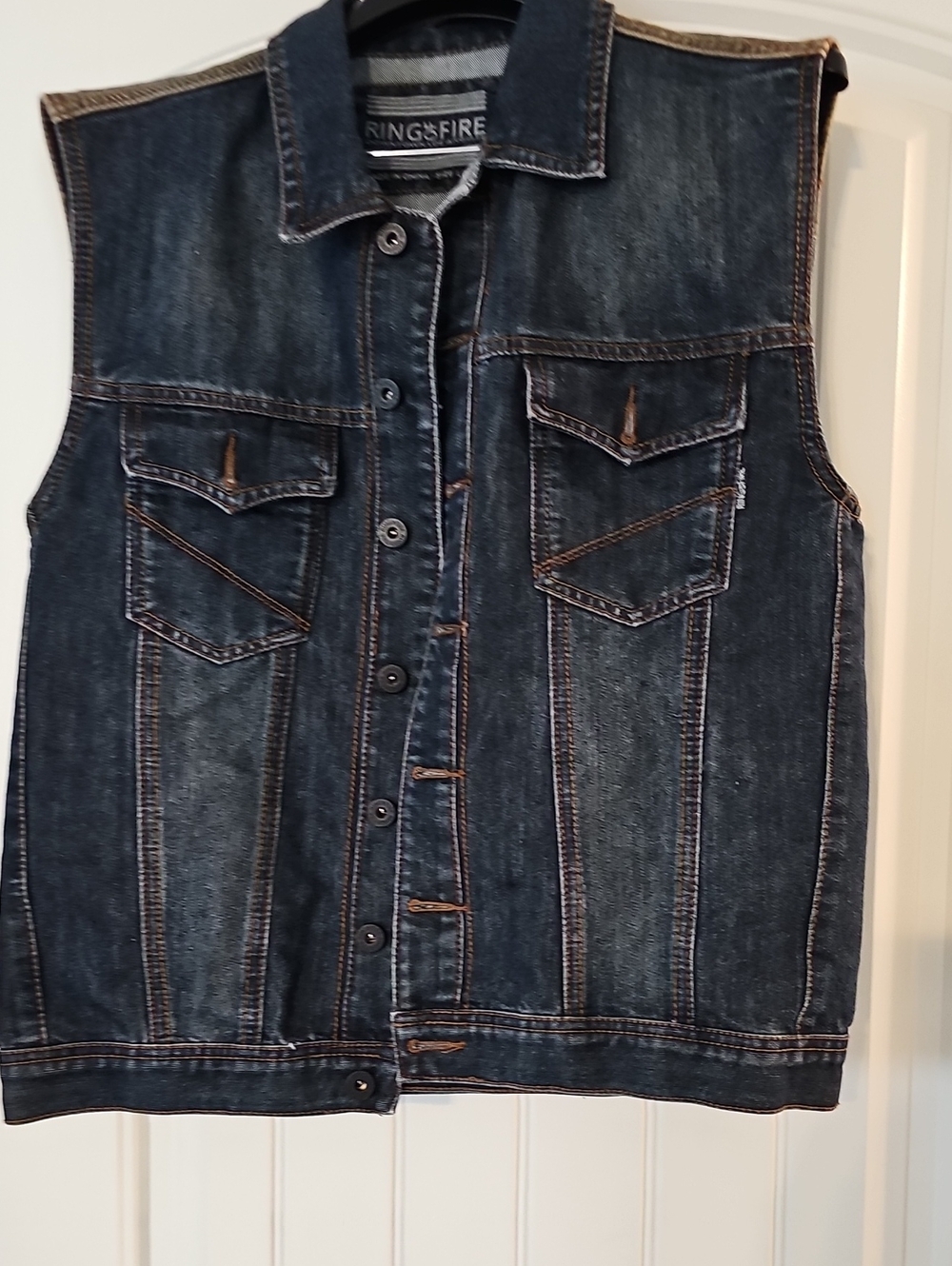 Women's Dark Blue Denim Vest Jacket